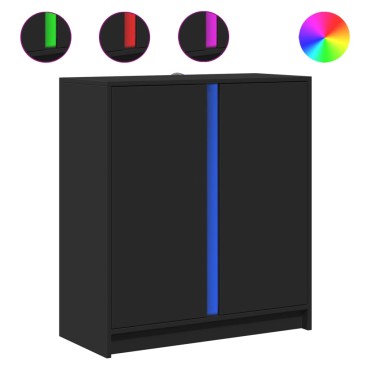 vidaXL Ντουλάπι με Φώτα LED Μαύρη 77x34x85cm Επεξεργασμένο Ξύλο 1 τεμ.