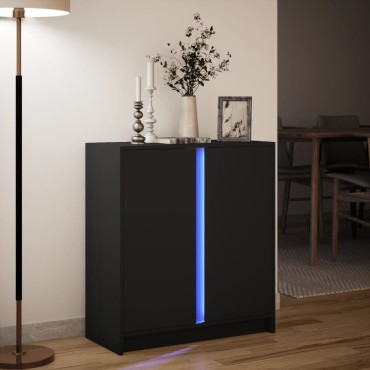 vidaXL Ντουλάπι με Φώτα LED Μαύρη 77x34x85cm Επεξεργασμένο Ξύλο 1 τεμ.