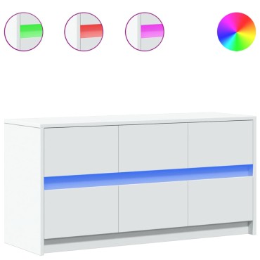 vidaXL Έπιπλο Τηλεόρασης με LED Λευκό 100x34x50cm από Επεξ. Ξύλο