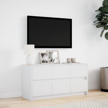 vidaXL Έπιπλο Τηλεόρασης με LED Λευκό 100x34x50cm από Επεξ. Ξύλο