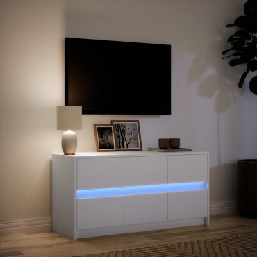 vidaXL Έπιπλο Τηλεόρασης με LED Λευκό 100x34x50cm από Επεξ. Ξύλο