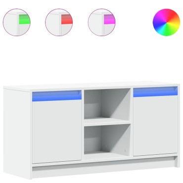 vidaXL Έπιπλο Τηλεόρασης με LED Λευκό 100x34x50cm από Επεξ. Ξύλο
