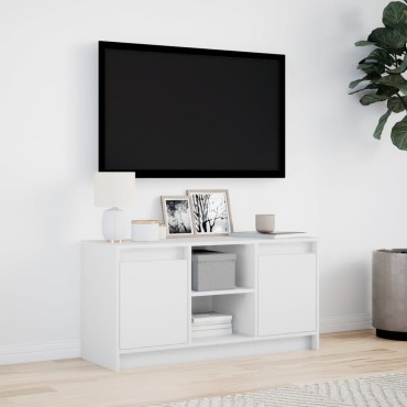 vidaXL Έπιπλο Τηλεόρασης με LED Λευκό 100x34x50cm από Επεξ. Ξύλο