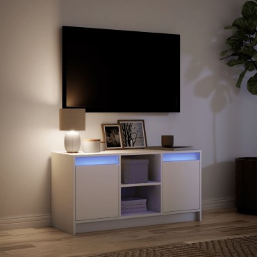 vidaXL Έπιπλο Τηλεόρασης με LED Λευκό 100x34x50cm από Επεξ. Ξύλο