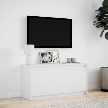 vidaXL Έπιπλο Τηλεόρασης με LED Λευκό 100x34x50cm από Επεξ. Ξύλο