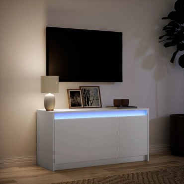 vidaXL Έπιπλο Τηλεόρασης με LED Λευκό 100x34x50cm από Επεξ. Ξύλο