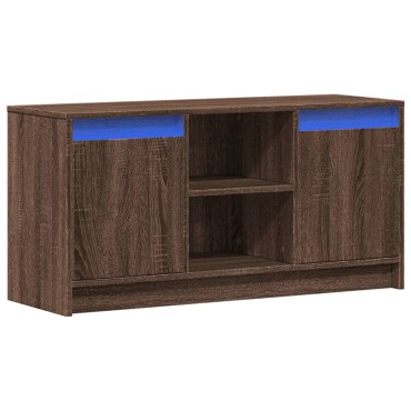 vidaXL Έπιπλο Τηλεόρασης με LED Καφέ Δρυς 100x34x50cm από Επεξ. Ξύλο