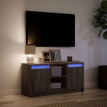 vidaXL Έπιπλο Τηλεόρασης με LED Καφέ Δρυς 100x34x50cm από Επεξ. Ξύλο