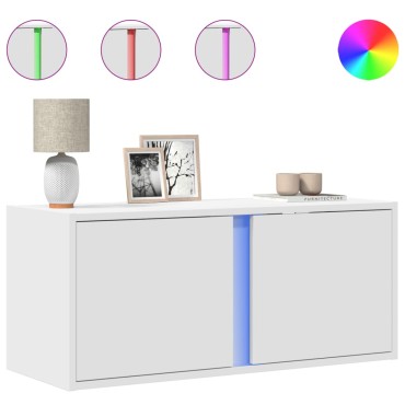 vidaXL Έπιπλο Τοίχου Τηλεόρασης με LED Λευκό 80x31x35cm