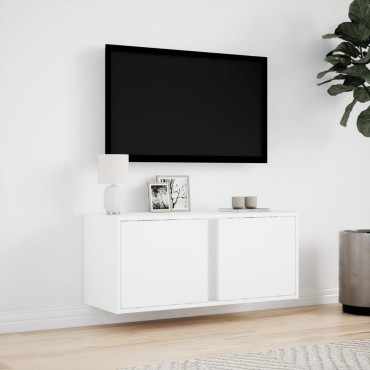 vidaXL Έπιπλο Τοίχου Τηλεόρασης με LED Λευκό 80x31x35cm