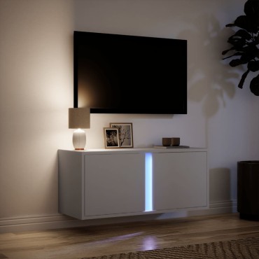 vidaXL Έπιπλο Τοίχου Τηλεόρασης με LED Λευκό 80x31x35cm