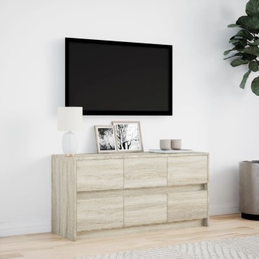 vidaXL Έπιπλο Τηλεόρασης με LED Sonoma Δρυς 100x34x50cm Επεξ. Ξύλο