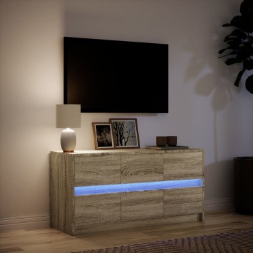vidaXL Έπιπλο Τηλεόρασης με LED Sonoma Δρυς 100x34x50cm Επεξ. Ξύλο