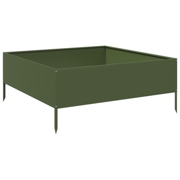 vidaXL Ζαρντινιέρα Υπερυψωμένη Λαδί 100x100x25 εκ. Ατσάλι