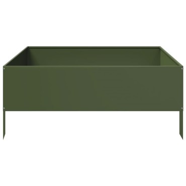 vidaXL Ζαρντινιέρα Υπερυψωμένη Λαδί 100x100x25 εκ. Ατσάλι