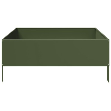 vidaXL Ζαρντινιέρα Υπερυψωμένη Λαδί 100x100x25 εκ. Ατσάλι