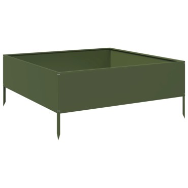 vidaXL Ζαρντινιέρα Υπερυψωμένη Λαδί 100x100x25 εκ. Ατσάλι