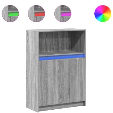 vidaXL Ντουλάπι με Φώτα LED Γκρι Sonoma 72x34x100cm Επεξεργασμένο Ξύλο 1 τεμ.