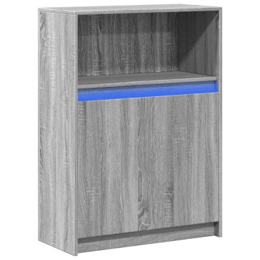 vidaXL Ντουλάπι με Φώτα LED Γκρι Sonoma 72x34x100cm Επεξεργασμένο Ξύλο 1 τεμ.