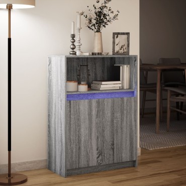 vidaXL Ντουλάπι με Φώτα LED Γκρι Sonoma 72x34x100cm Επεξεργασμένο Ξύλο 1 τεμ.