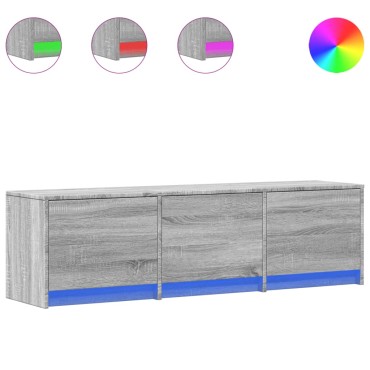 vidaXL Έπιπλο Τηλεόρασης με LED Γκρι Sonoma 140x34x40cm Επεξ. Ξύλο
