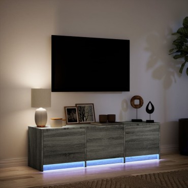 vidaXL Έπιπλο Τηλεόρασης με LED Γκρι Sonoma 140x34x40cm Επεξ. Ξύλο