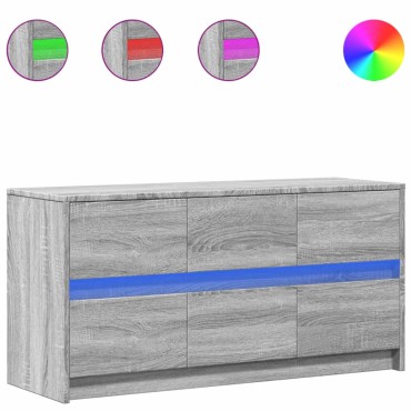 vidaXL Έπιπλο Τηλεόρασης με LED Γκρι Sonoma 100x34x50cm Επεξ. Ξύλο