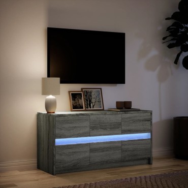 vidaXL Έπιπλο Τηλεόρασης με LED Γκρι Sonoma 100x34x50cm Επεξ. Ξύλο