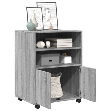 vidaXL Ντουλάπι Με Ροδάκια Γκρι Sonoma 60x48x81cm Επεξεργασμένο Ξύλο 1 τεμ.