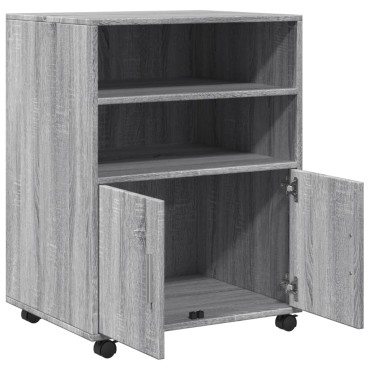 vidaXL Ντουλάπι Με Ροδάκια Γκρι Sonoma 60x48x81cm Επεξεργασμένο Ξύλο 1 τεμ.