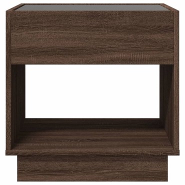 vidaXL Κομοδίνο Άπειρο Φως LED Καφέ Δρυς 50x50x50cm 1 τεμ.