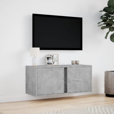 vidaXL Έπιπλο Τηλεόρασης με LED Γκρι Σκυροδέματος 80x31x35cm