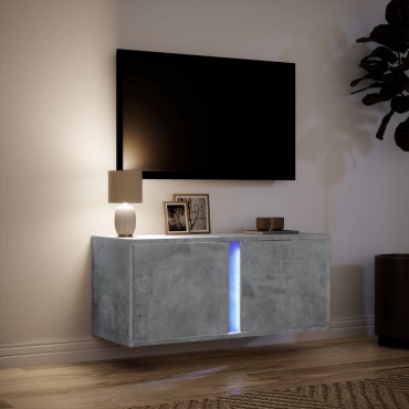 vidaXL Έπιπλο Τηλεόρασης με LED Γκρι Σκυροδέματος 80x31x35cm