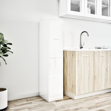 vidaXL Συρταριέρα Γενικής Χρήσης Γυαλ. Λευκό 30x41x144,5 Επεξ. Ξύλο 30x41x144,5cm 1 τεμ.