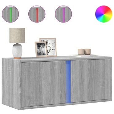 vidaXL Έπιπλο Τοίχου Τηλεόρασης με LED Γκρι Sonoma 80x31x35cm