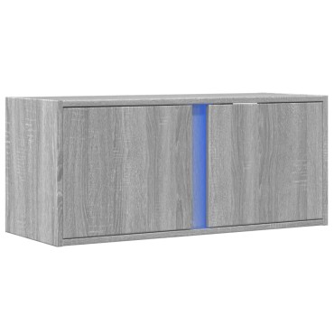 vidaXL Έπιπλο Τοίχου Τηλεόρασης με LED Γκρι Sonoma 80x31x35cm