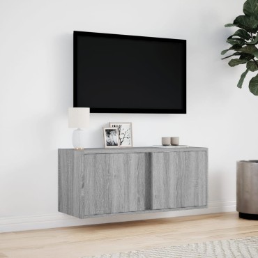 vidaXL Έπιπλο Τοίχου Τηλεόρασης με LED Γκρι Sonoma 80x31x35cm