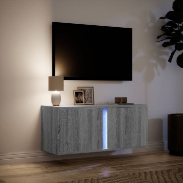 vidaXL Έπιπλο Τοίχου Τηλεόρασης με LED Γκρι Sonoma 80x31x35cm