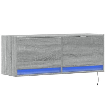vidaXL Έπιπλο Τοίχου Τηλεόρασης με LED Γκρι Sonoma 100x31x38cm