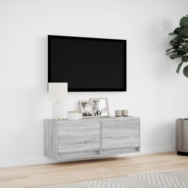vidaXL Έπιπλο Τοίχου Τηλεόρασης με LED Γκρι Sonoma 100x31x38cm