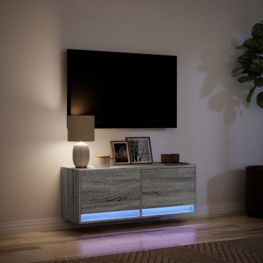 vidaXL Έπιπλο Τοίχου Τηλεόρασης με LED Γκρι Sonoma 100x31x38cm