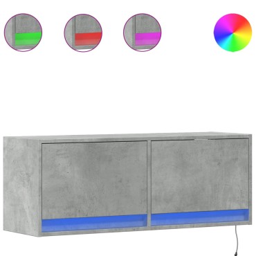 vidaXL Έπιπλο Τηλεόρασης με LED Γκρι Σκυροδέματος 100x31x38cm