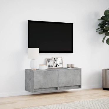 vidaXL Έπιπλο Τηλεόρασης με LED Γκρι Σκυροδέματος 100x31x38cm