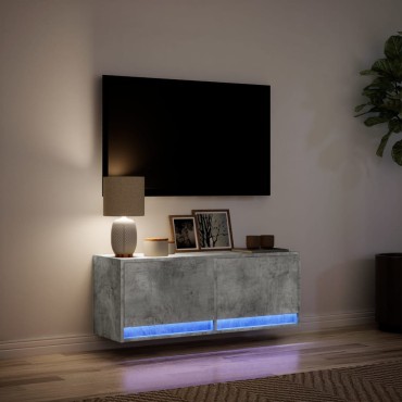vidaXL Έπιπλο Τηλεόρασης με LED Γκρι Σκυροδέματος 100x31x38cm
