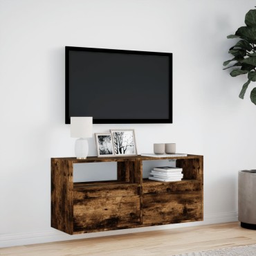 vidaXL Έπιπλο Τοίχου Τηλεόρασης με LED Καπνιστή Δρυς 100x31x45cm