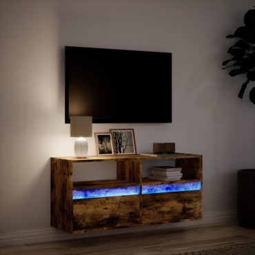vidaXL Έπιπλο Τοίχου Τηλεόρασης με LED Καπνιστή Δρυς 100x31x45cm