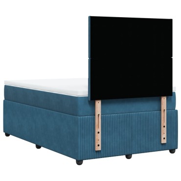 vidaXL Κρεβάτι Boxspring με Στρώμα Σκούρο Μπλε 120x200 εκ. Βελούδινο