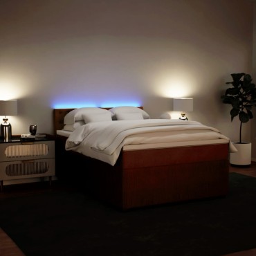 vidaXL Κρεβάτι Boxspring με Στρώμα Ροζ 140x200cm Βελούδινο 1 τεμ. - Διπλό