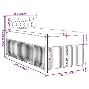 vidaXL Κρεβάτι Boxspring με Στρώμα Σκούρο Πράσινο 90x200 εκ. Βελούδινο
