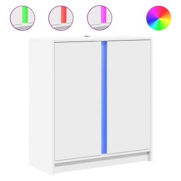 vidaXL Μπουφές με Φώτα LED Λευκός 77x34x85cm από Επεξεργασμένο Ξύλο 1 τεμ.